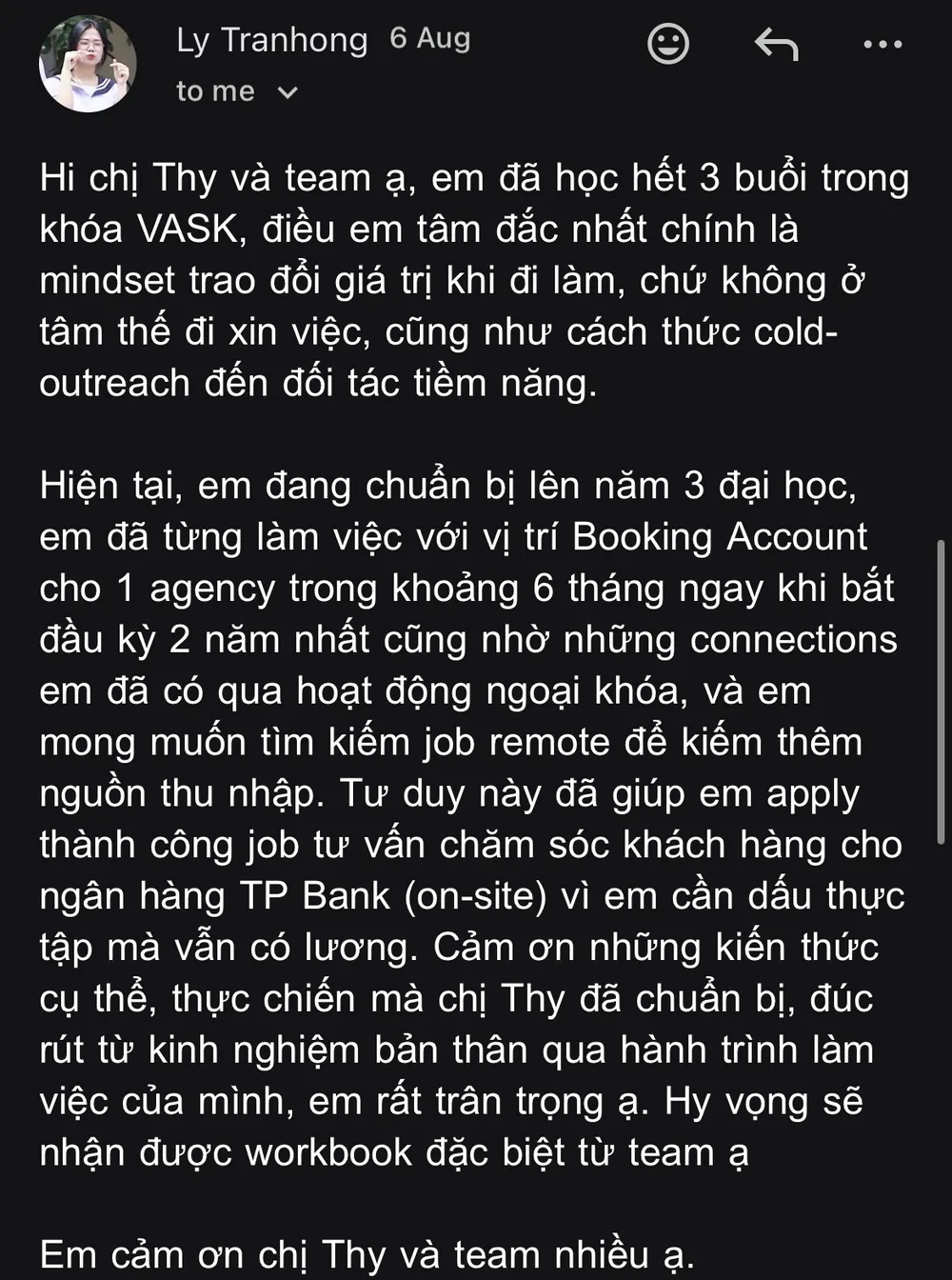 Phản hồi học viên Ly - TPBank